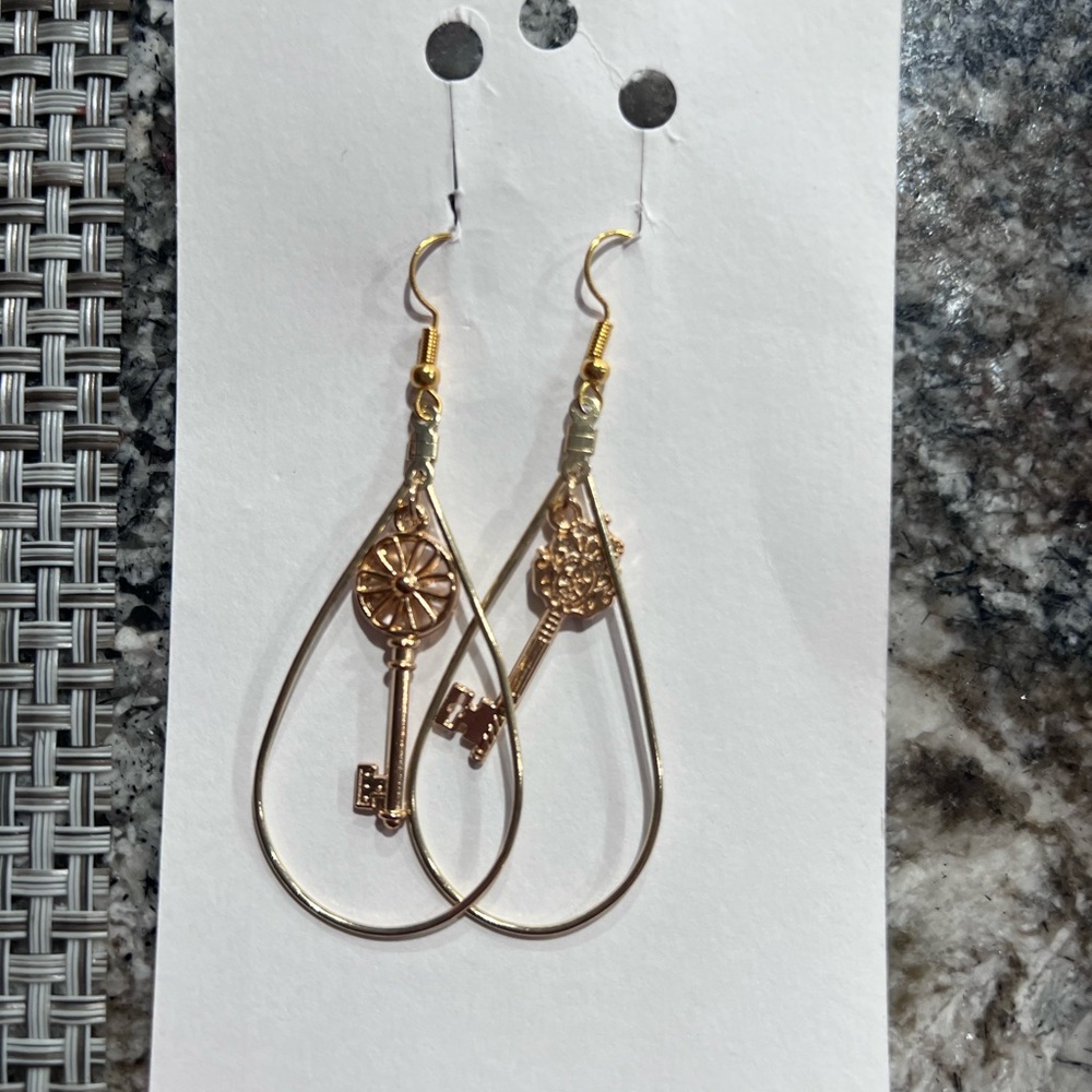 Gold Key Dangle Earrings